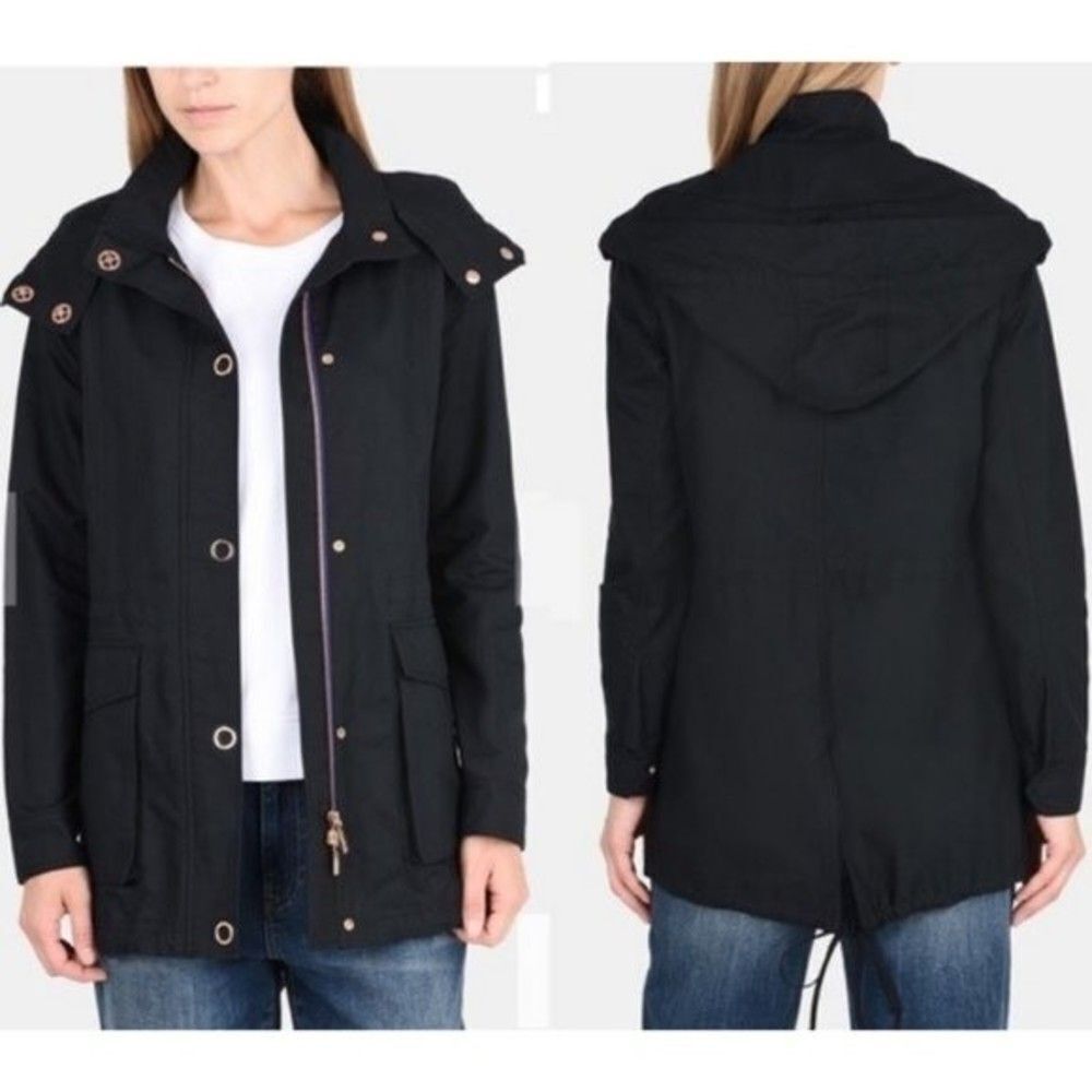 Armani Exchange Black Hooded FIshtail Parka Jacket Cotton Size M